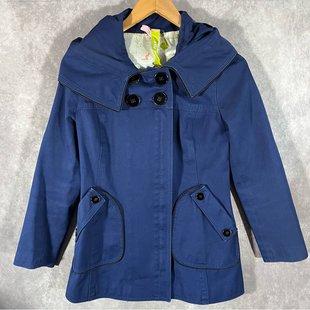 Soia & Kyo Jacket Womens XS / TP Blue Zip Up Button Lined Preppy Double Breasted